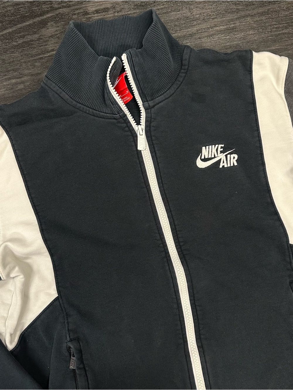 Nike Air Black White Zip Sweatshirt Adult Medium Embroidered Swoosh Streetwear